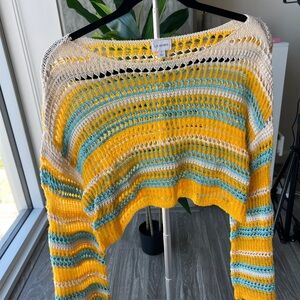 La Hearts Colorful Striped Sweater - Yellow, Blue, Cream